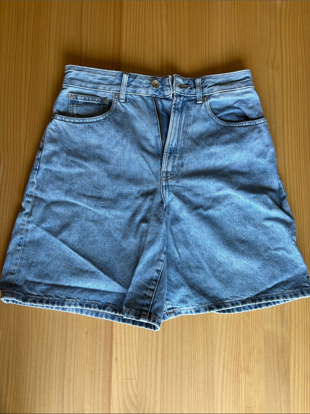 Everlane Way-High A-Line Denim Shorts